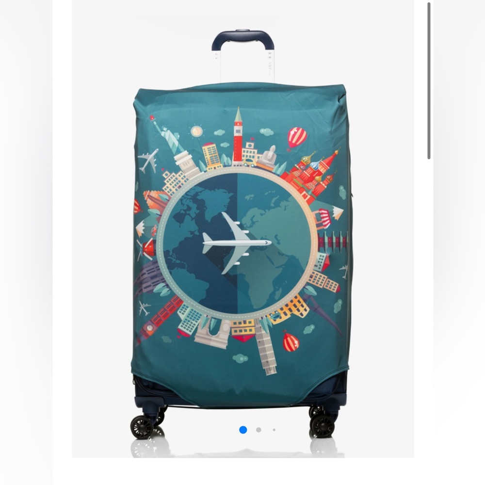 V&V Travel Suitcase Cover with World Map Design XL NWOT